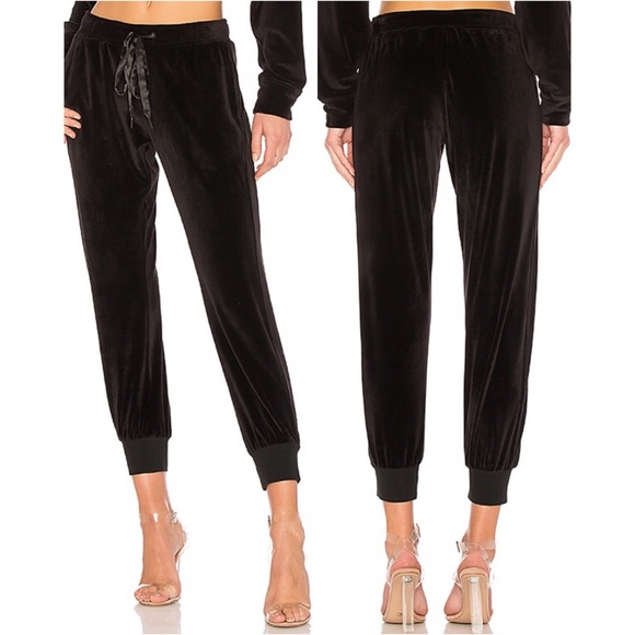 Sanctuary Pants - Sanctuary Black Velour Joggers